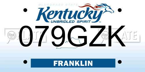 079GZK Kentucky License Plate