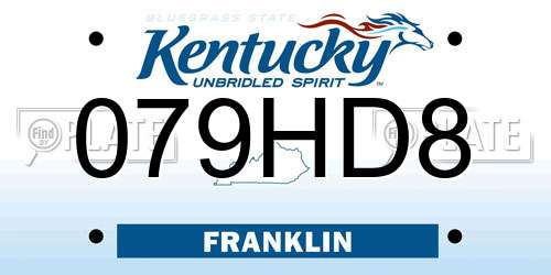 079HD8 Kentucky License Plate