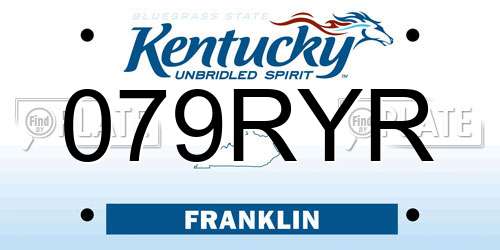 079RYR Kentucky License Plate