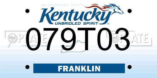 079T03 Kentucky License Plate