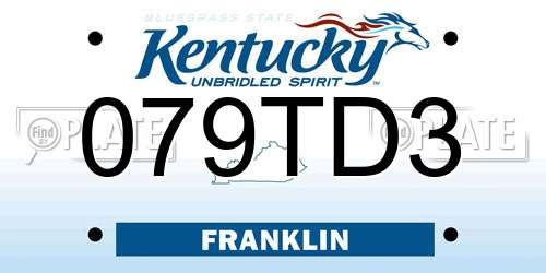 079TD3 Kentucky License Plate