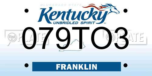 079TO3 Kentucky License Plate