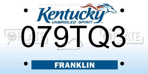 079TQ3 Kentucky License Plate