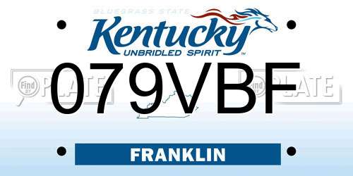 079VBF Kentucky License Plate