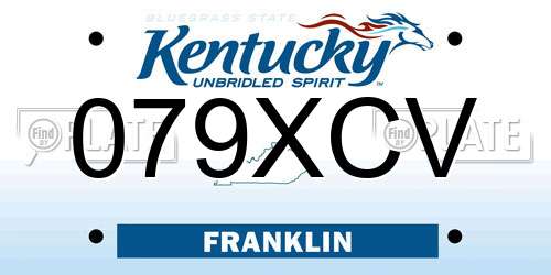 079XCV Kentucky License Plate