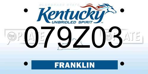 079Z03 Kentucky License Plate