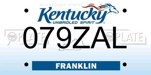 079ZAL Kentucky License Plate