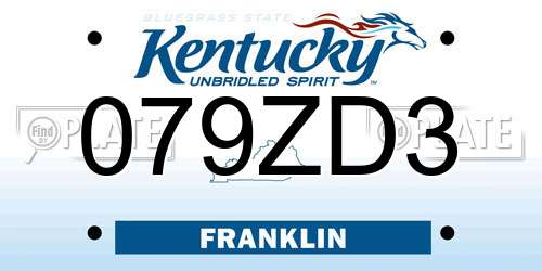 079ZD3 Kentucky License Plate