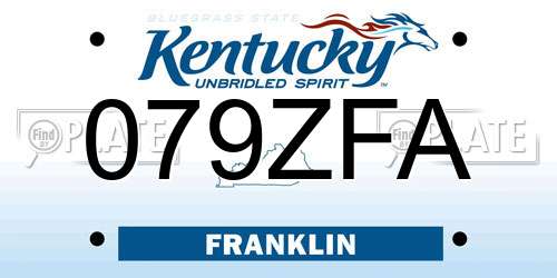 079ZFA Kentucky License Plate