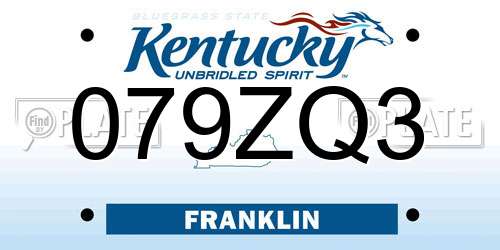 079ZQ3 Kentucky License Plate
