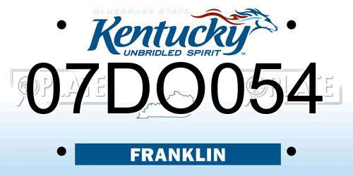 07DO054 Kentucky License Plate