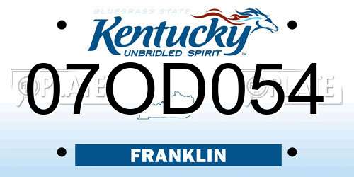07OD054 Kentucky License Plate