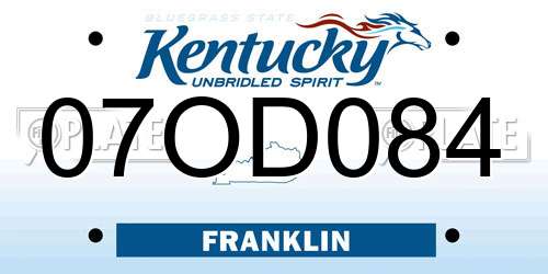 07OD084 Kentucky License Plate