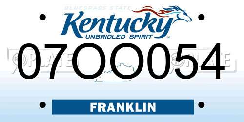 07OO054 Kentucky License Plate