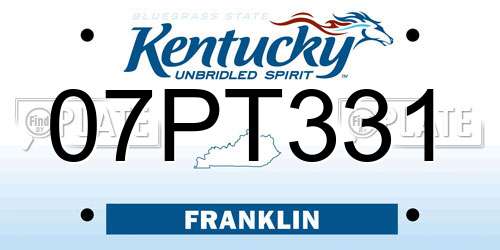 07PT331 Kentucky License Plate