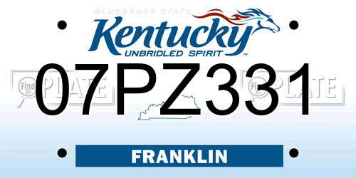 07PZ331 Kentucky License Plate