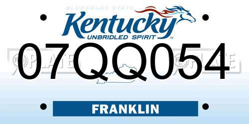 07QQ054 Kentucky License Plate