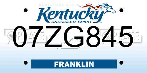 07ZG845 Kentucky License Plate