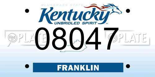 08047 Kentucky License Plate