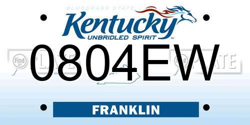 0804EW Kentucky License Plate