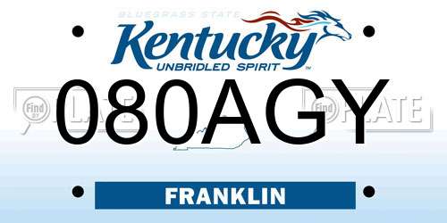 080AGY Kentucky License Plate