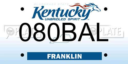 080BAL Kentucky License Plate