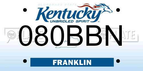 080BBN Kentucky License Plate