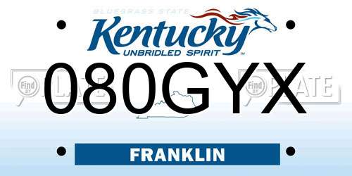 080GYX Kentucky License Plate