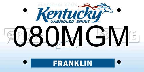 080MGM Kentucky License Plate