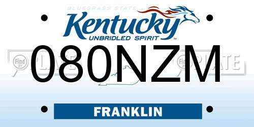 080NZM Kentucky License Plate