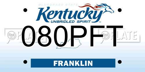 080PFT Kentucky License Plate