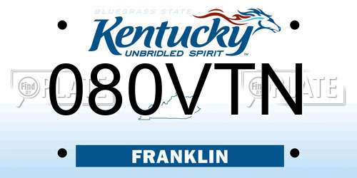 080VTN Kentucky License Plate