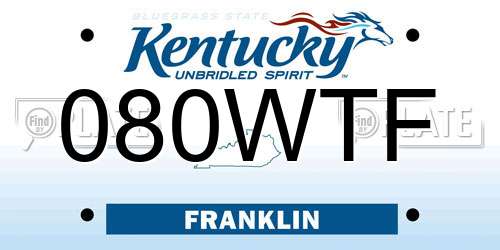 080WTF Kentucky License Plate
