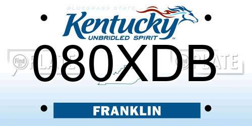 080XDB Kentucky License Plate