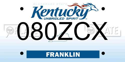 080ZCX Kentucky License Plate