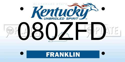080ZFD Kentucky License Plate