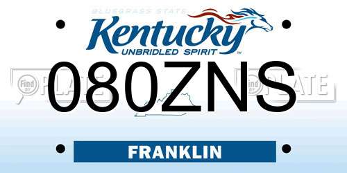 080ZNS Kentucky License Plate