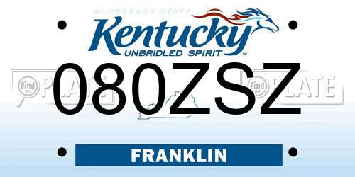 080ZSZ Kentucky License Plate