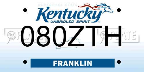 080ZTH Kentucky License Plate