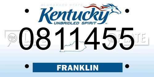 0811455 Kentucky License Plate