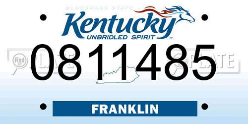 0811485 Kentucky License Plate
