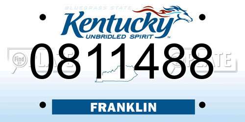 0811488 Kentucky License Plate