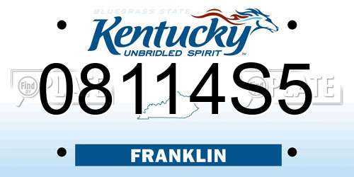 08114S5 Kentucky License Plate