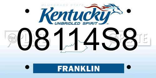 08114S8 Kentucky License Plate