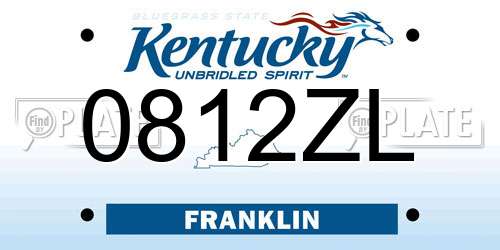 0812ZL Kentucky License Plate