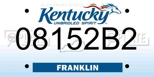 08152B2 Kentucky License Plate