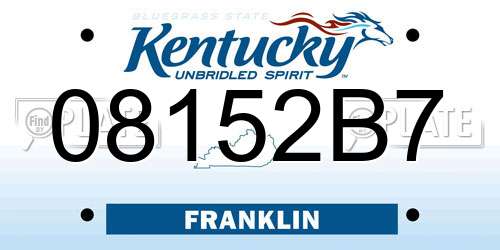 08152B7 Kentucky License Plate