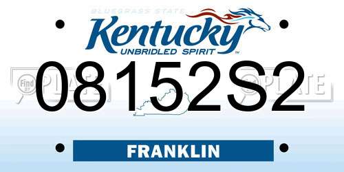 08152S2 Kentucky License Plate