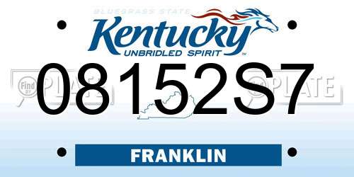 08152S7 Kentucky License Plate
