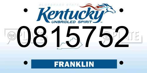 0815752 Kentucky License Plate